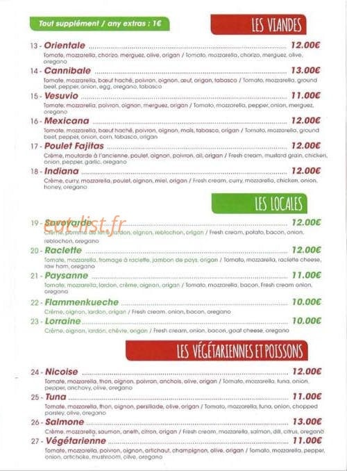 Casa Pizza — carte page 2