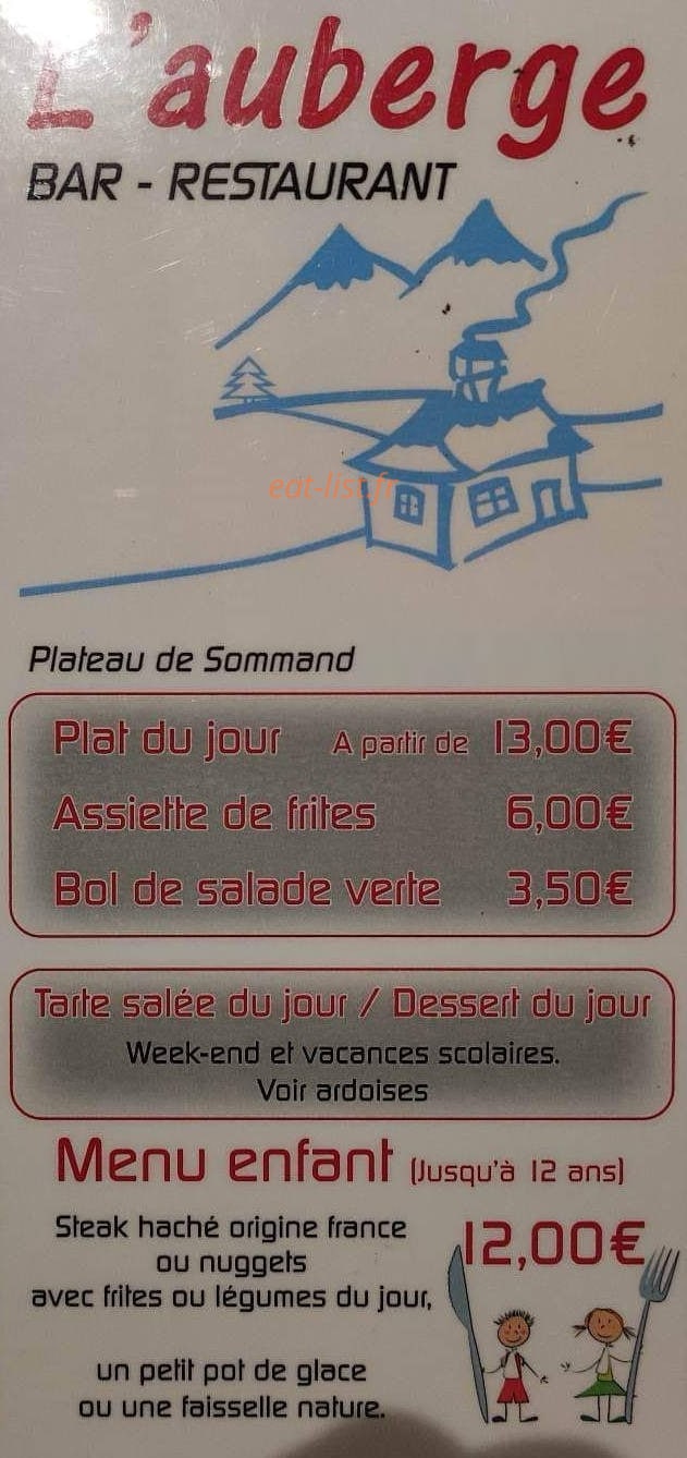 Auberge de Sommand — carte page 1
