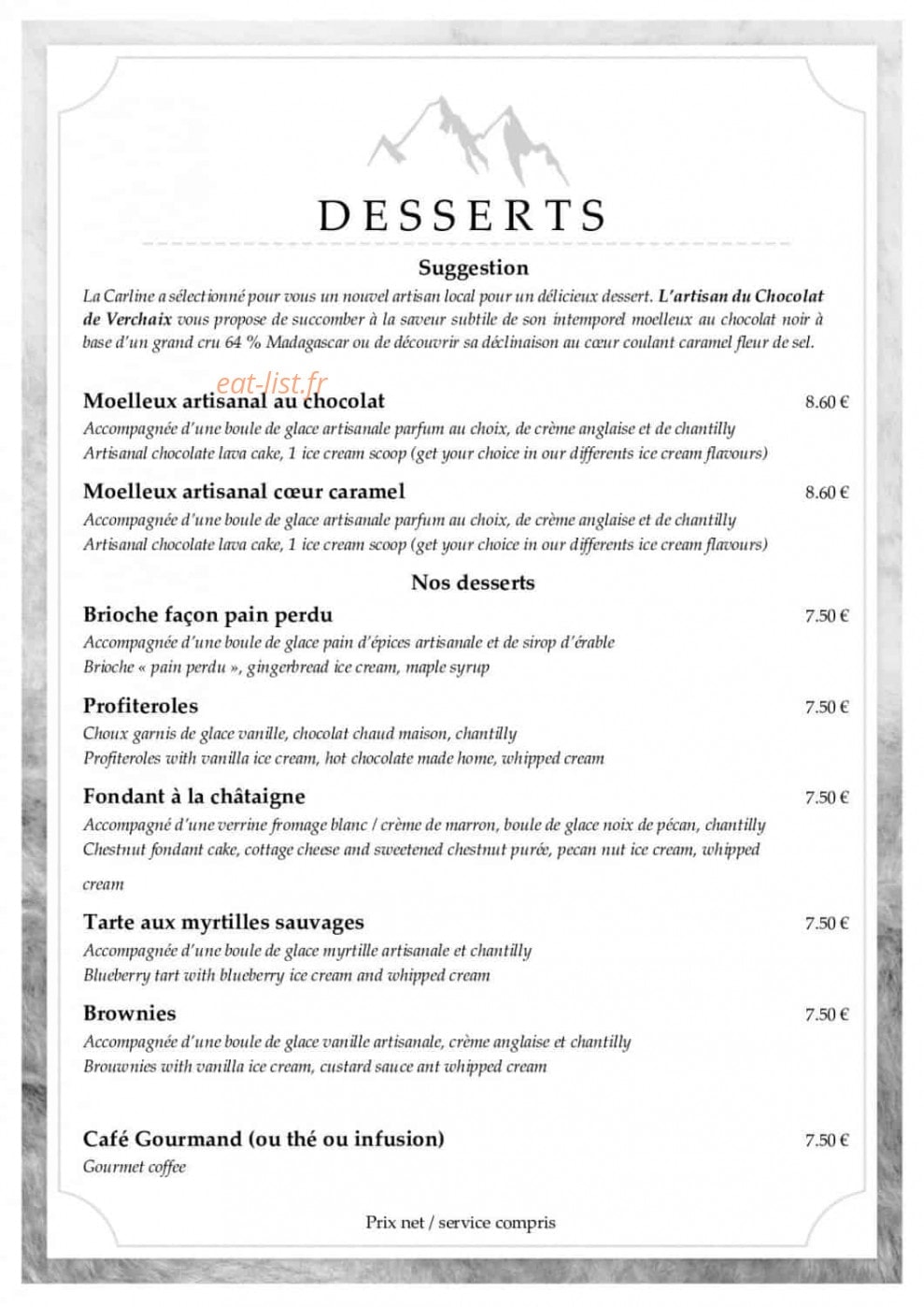 La Carline — carte page 6