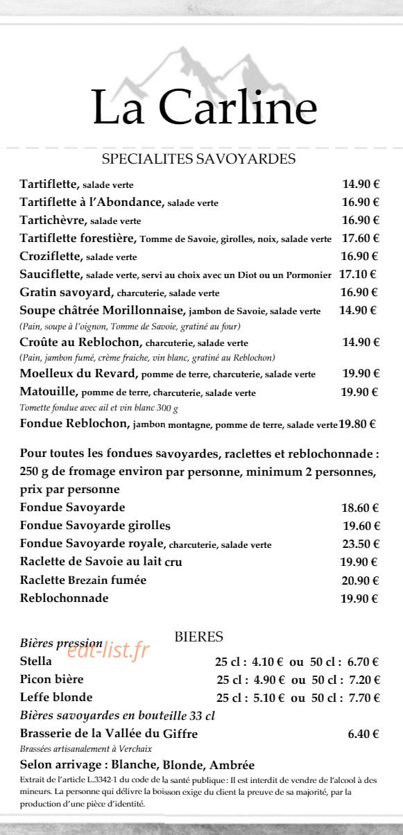Restaurant La Carline — carte page 2