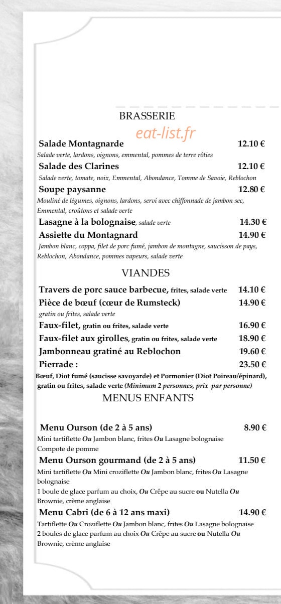Restaurant La Carline — carte page 1