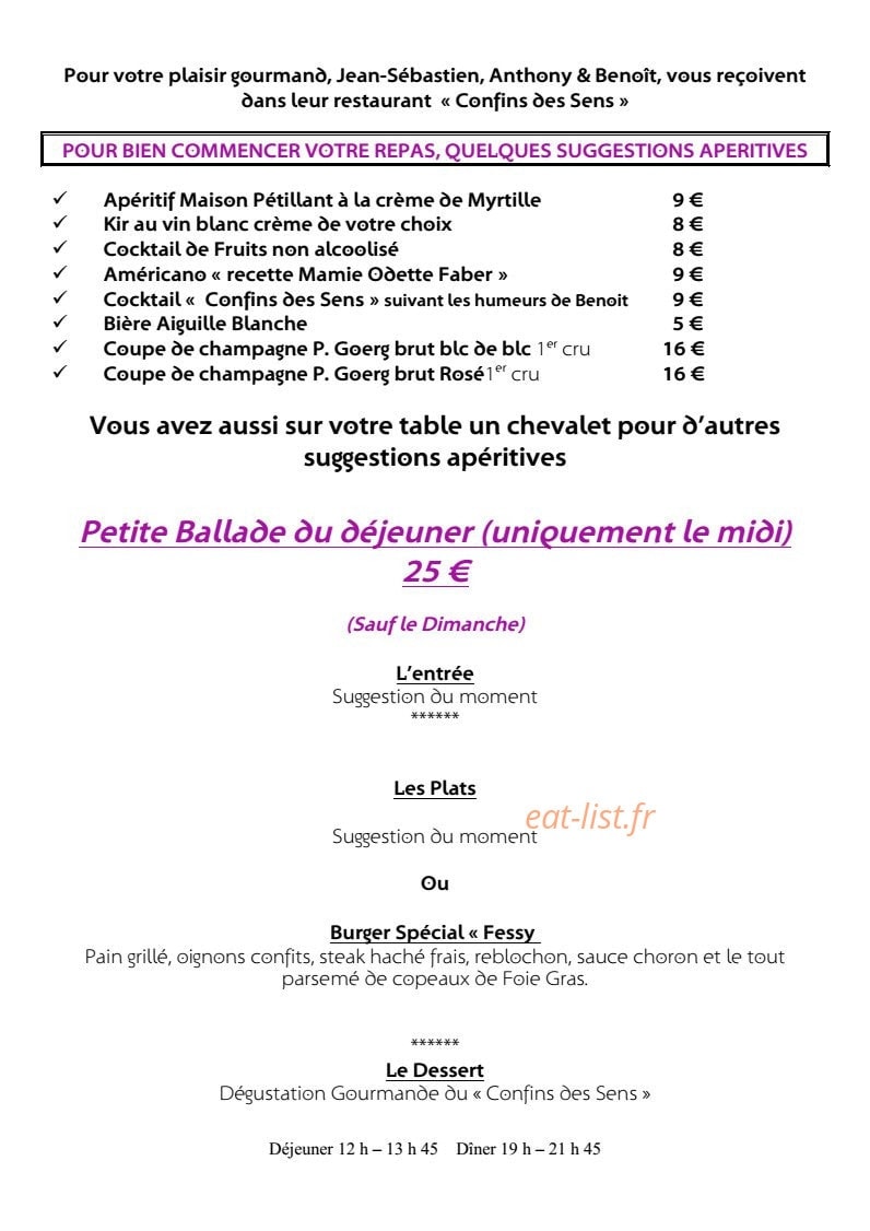Confins des Sens — carte page 1