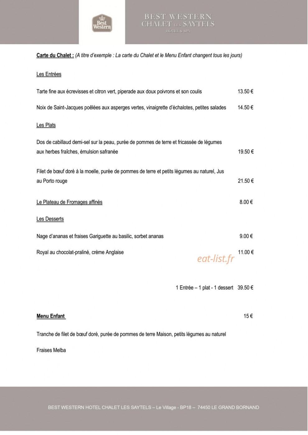 La table du chalet — carte page 1