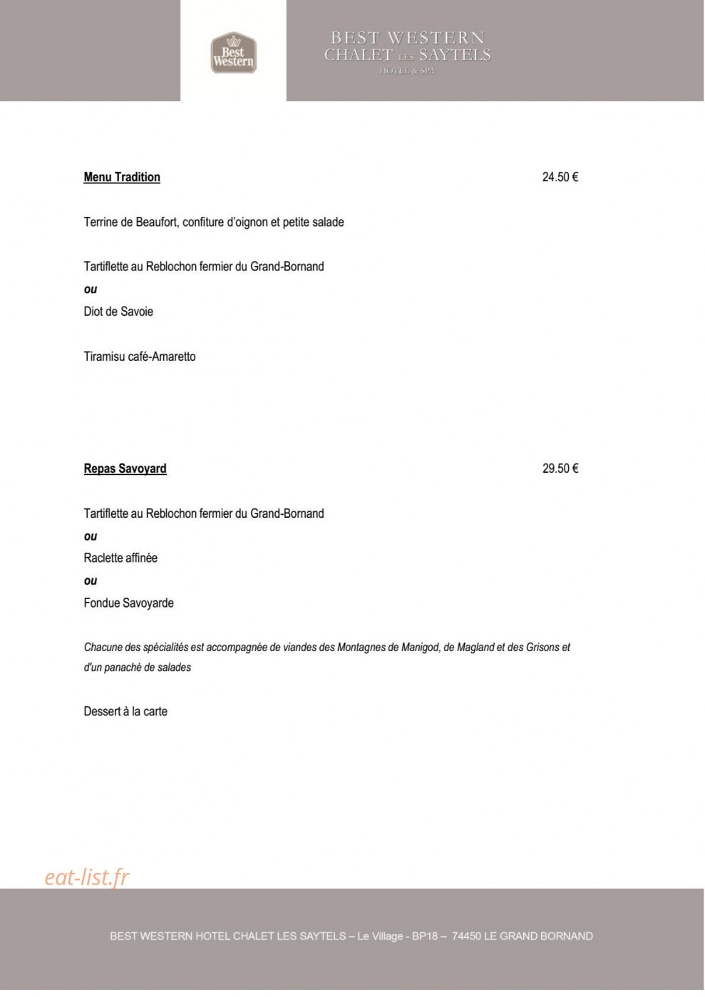 La table du chalet — carte page 2