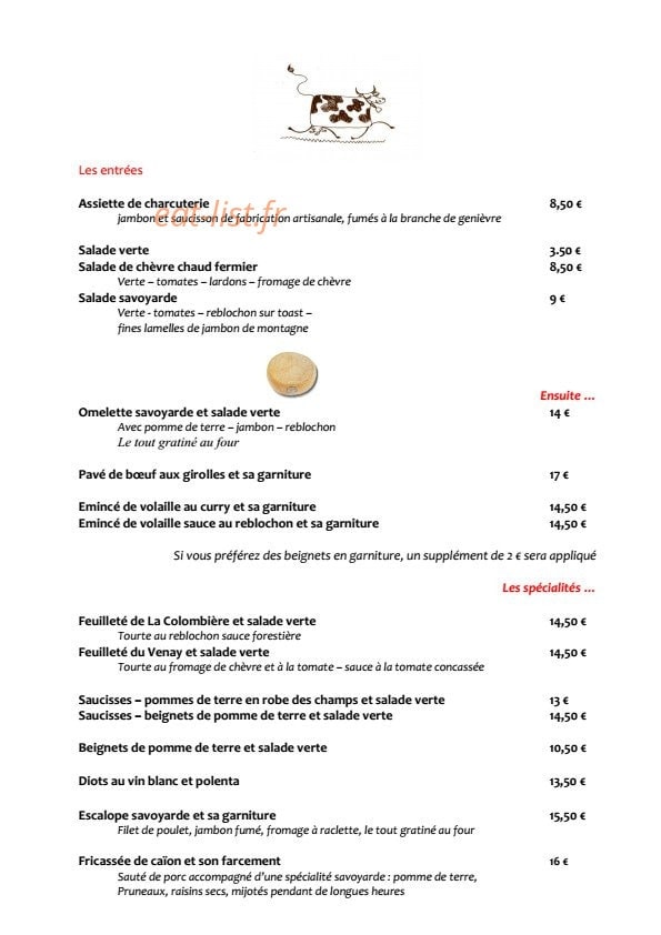 Le Chalet Venay — carte page 1