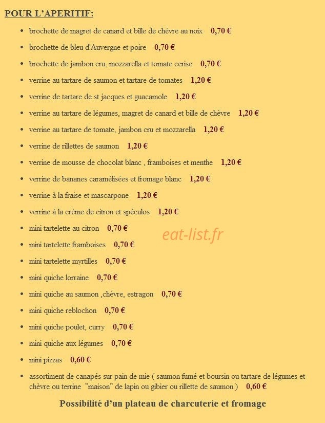 Carte et menu de Le Coin Gourmand à Le Grand Bornand — Les apéritifs