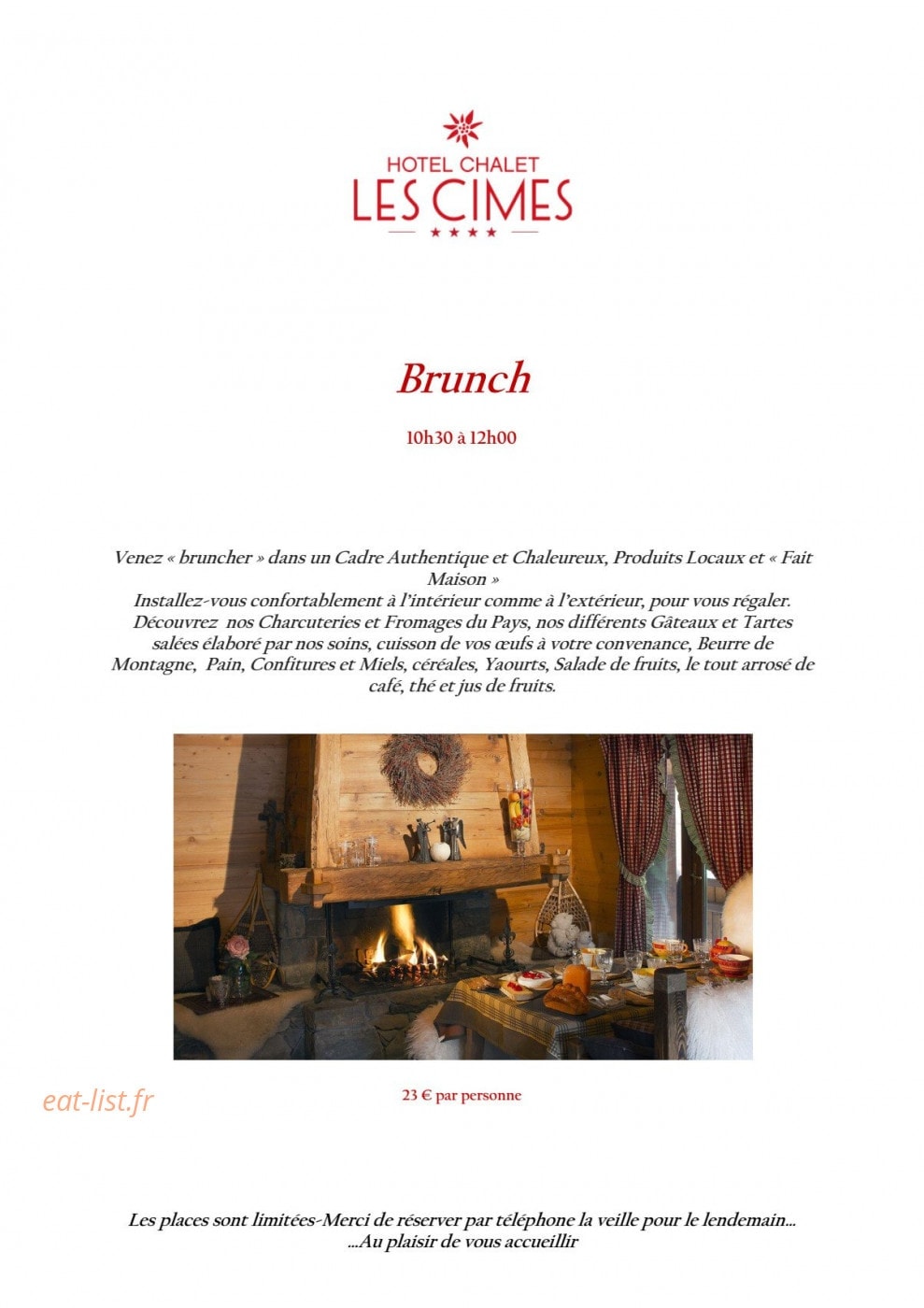 Les Cimes — carte page 1