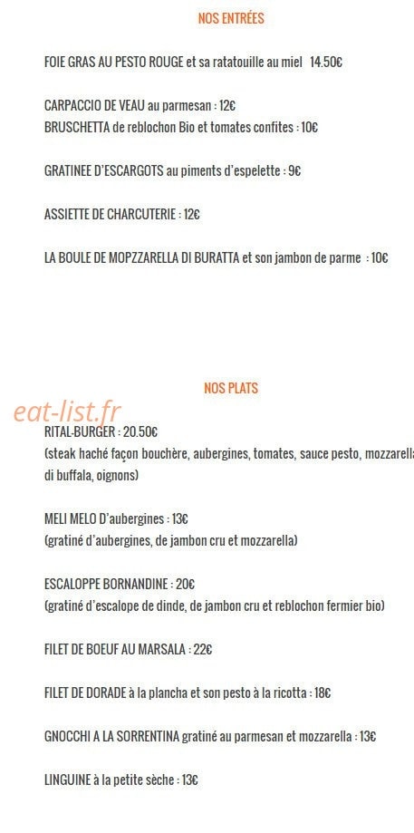 Restaurant L'Entracte — carte page 2