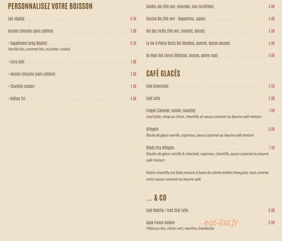 Shed Café — carte page 3