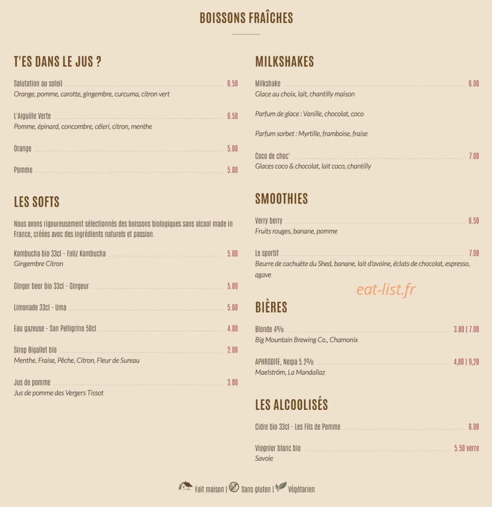 Shed Café — carte page 4