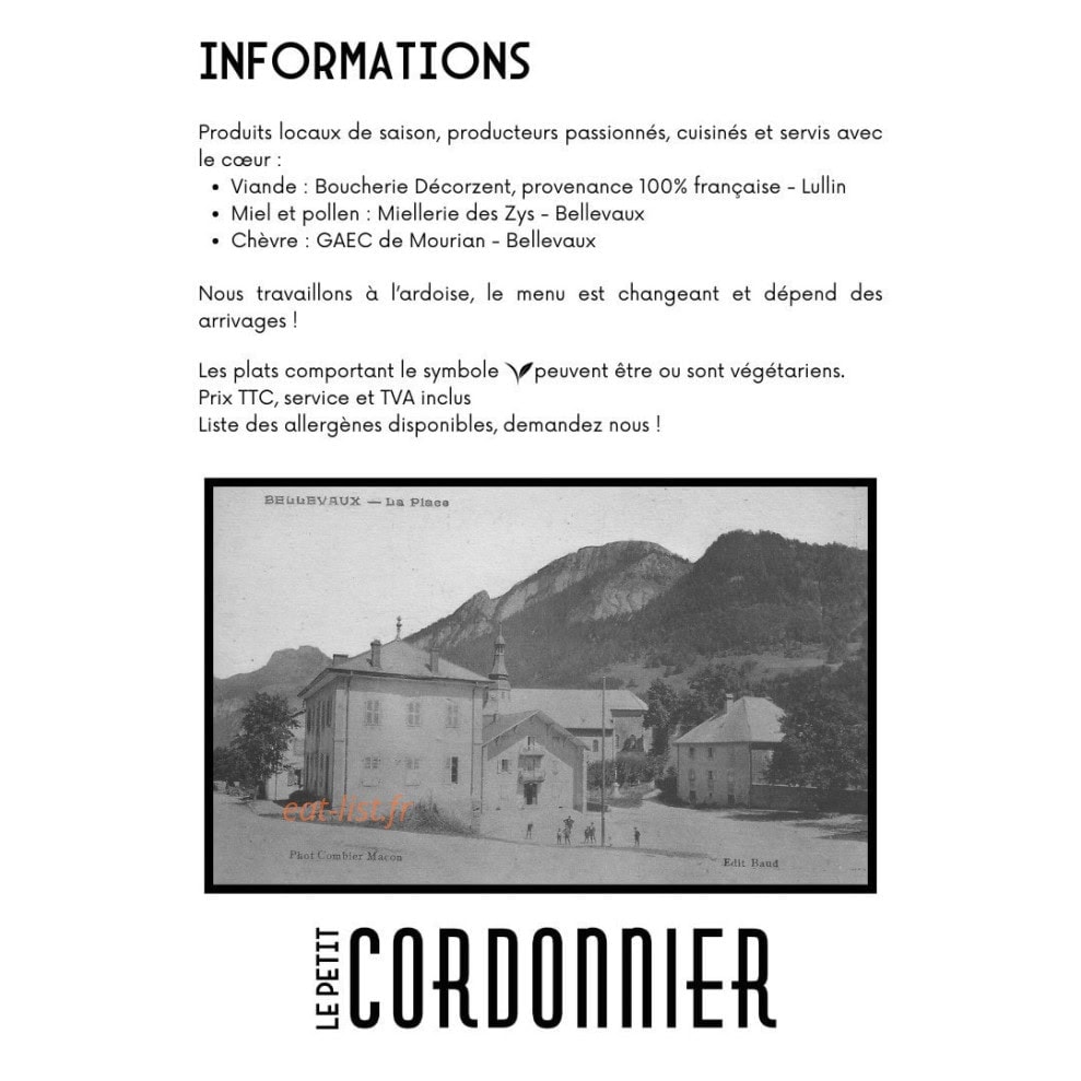 Le Petit Cordonnier — carte page 4