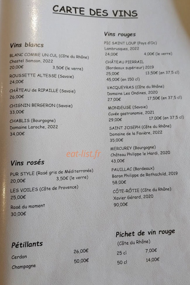 Chez Antoine — carte page 6