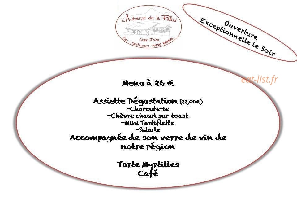 L'Auberge de la Pallud — carte page 2
