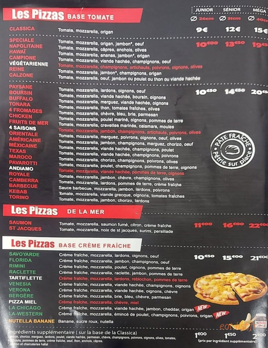 Artigiano Pizza — carte page 1
