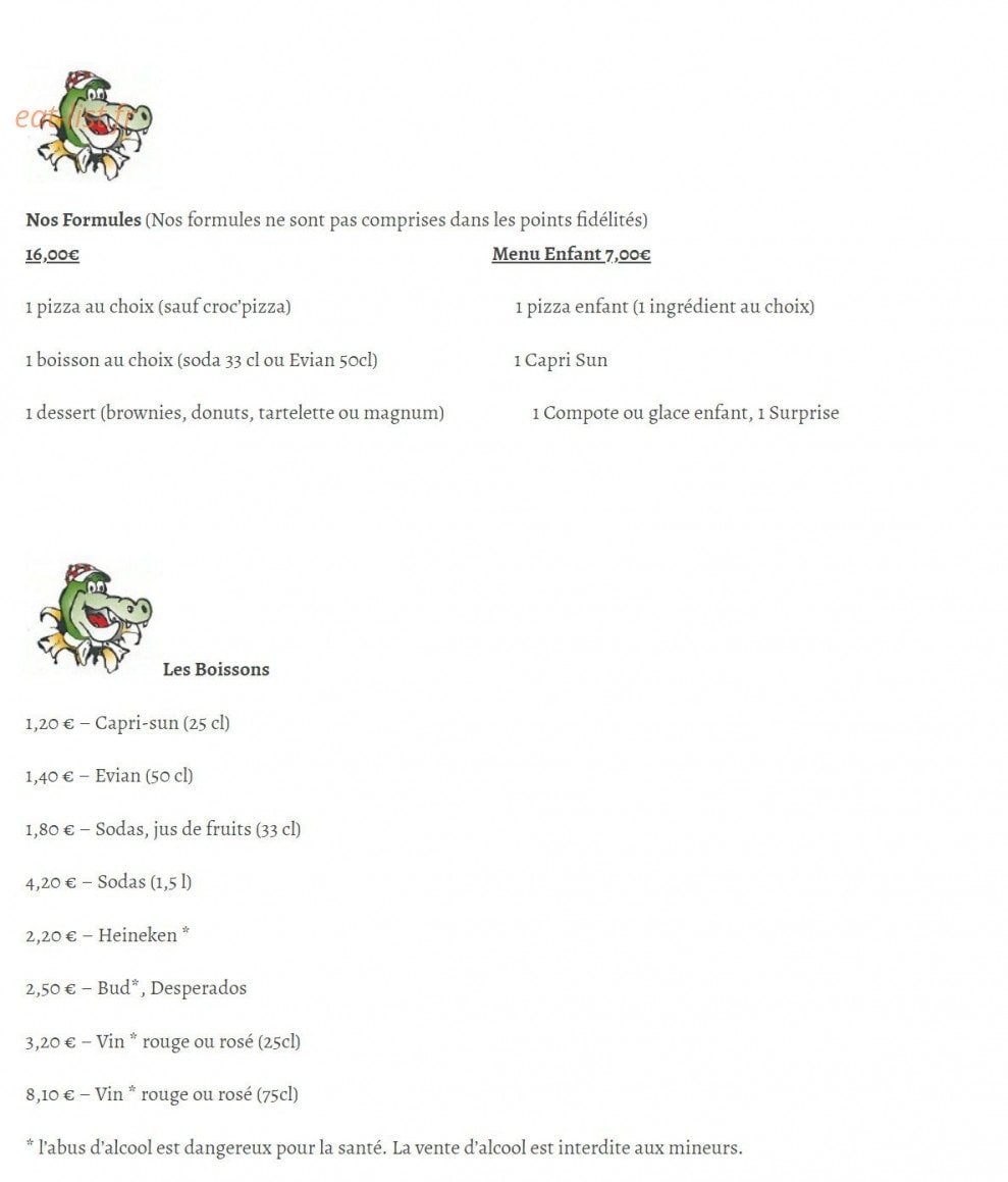 Croc Pizza — carte page 4
