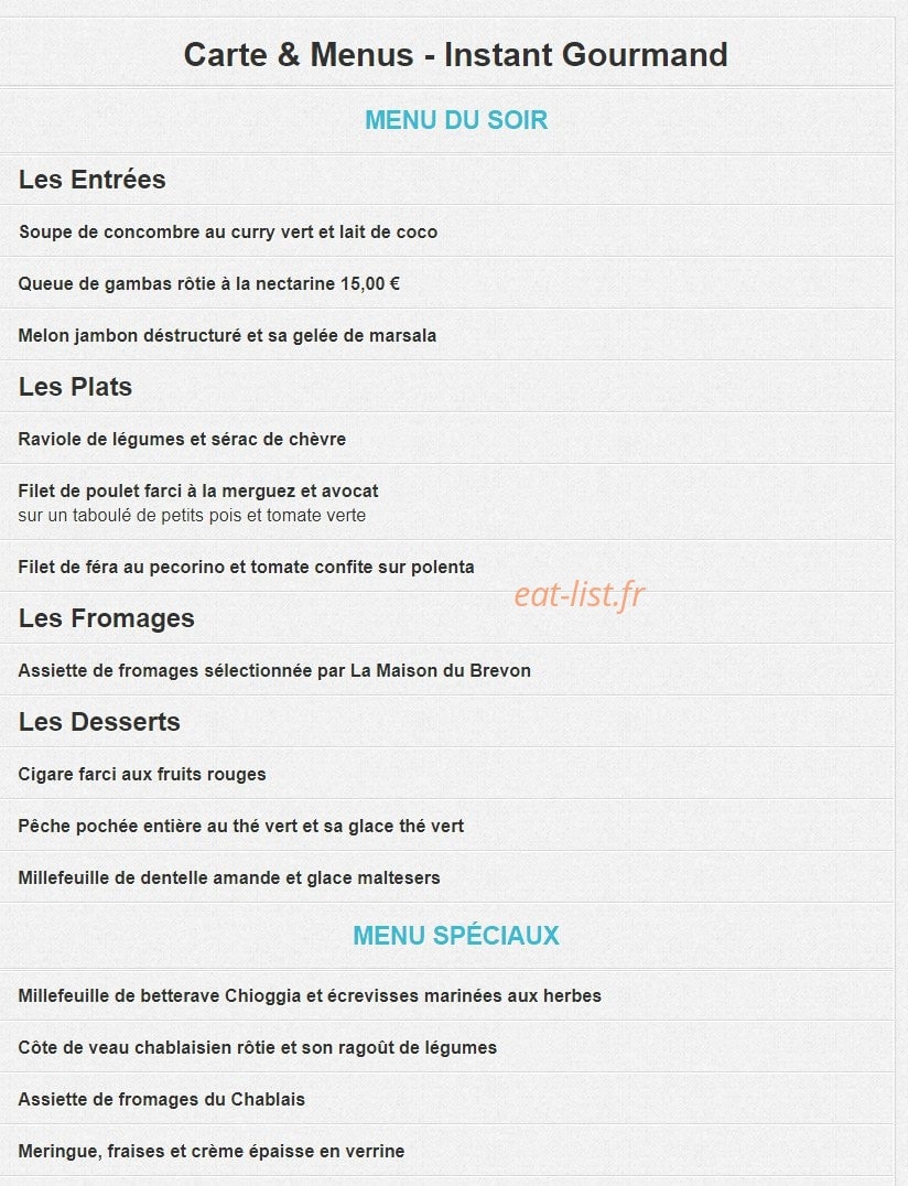 Instant Gourmand — carte page 2