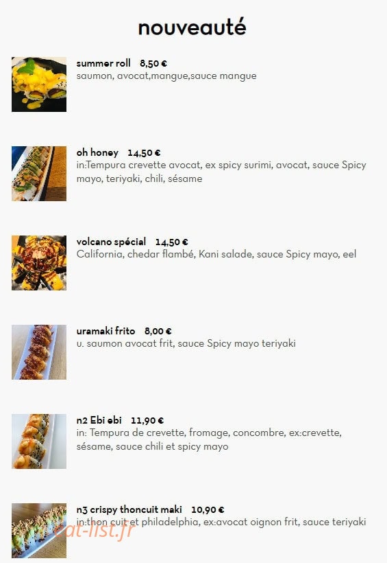 Koko Sushi — carte page 6