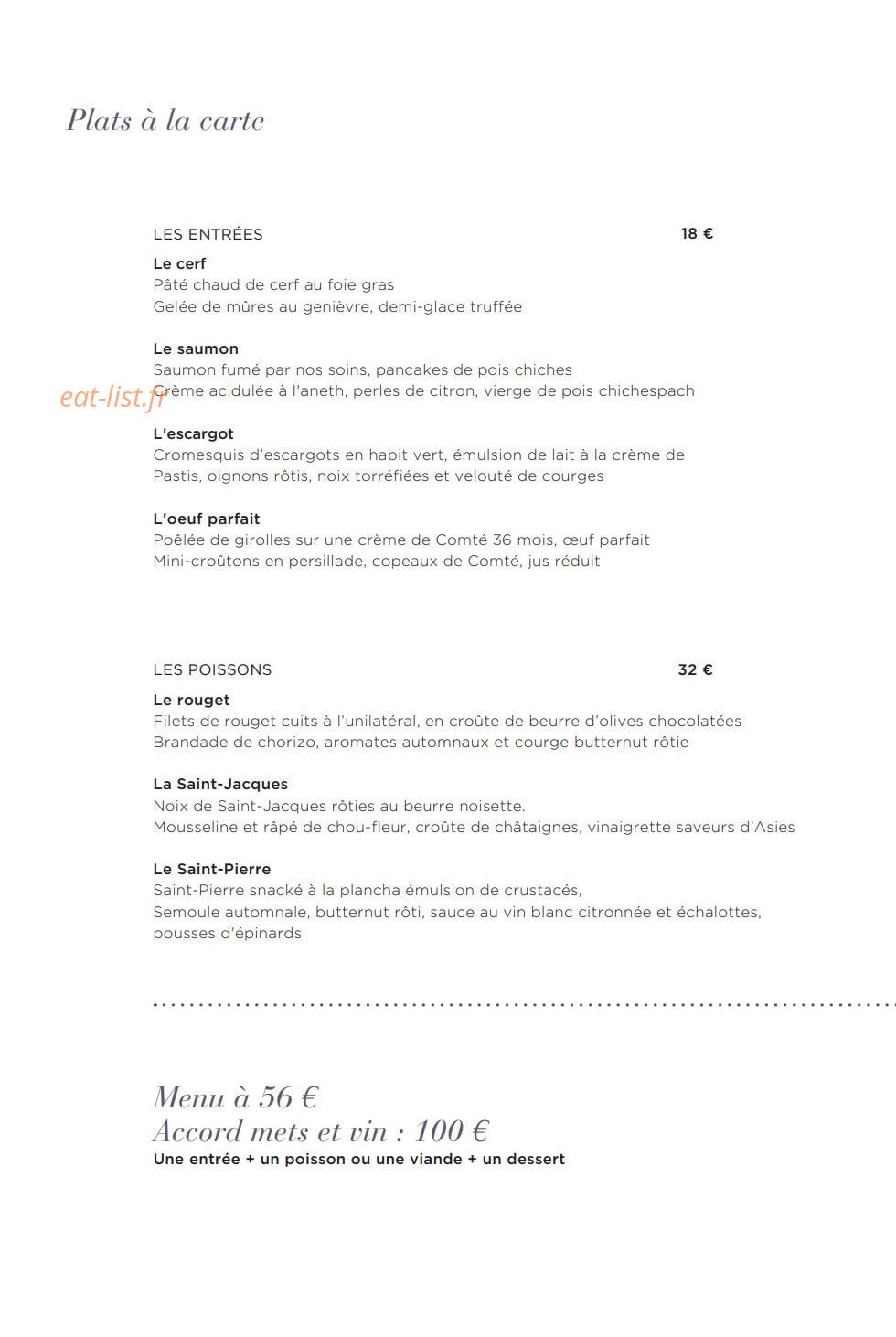 Le Baccara — carte page 1
