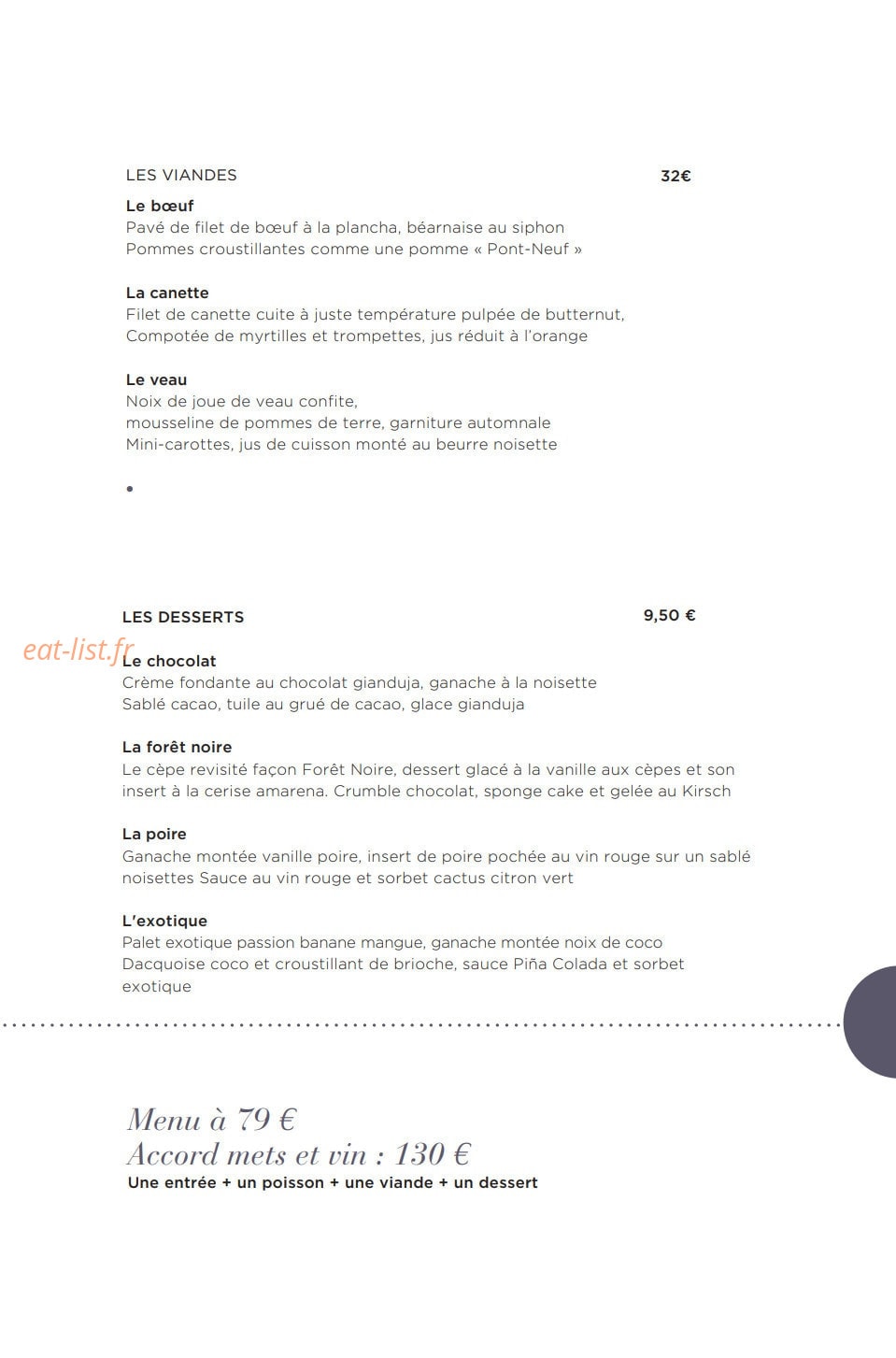Le Baccara — carte page 2