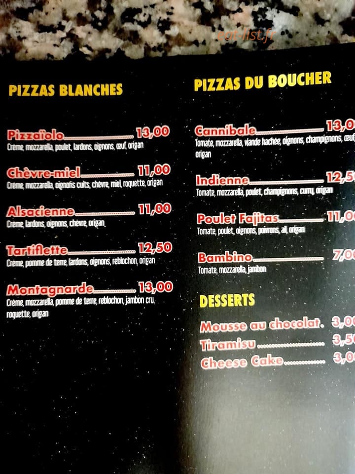 Isa Pizzas — carte page 3