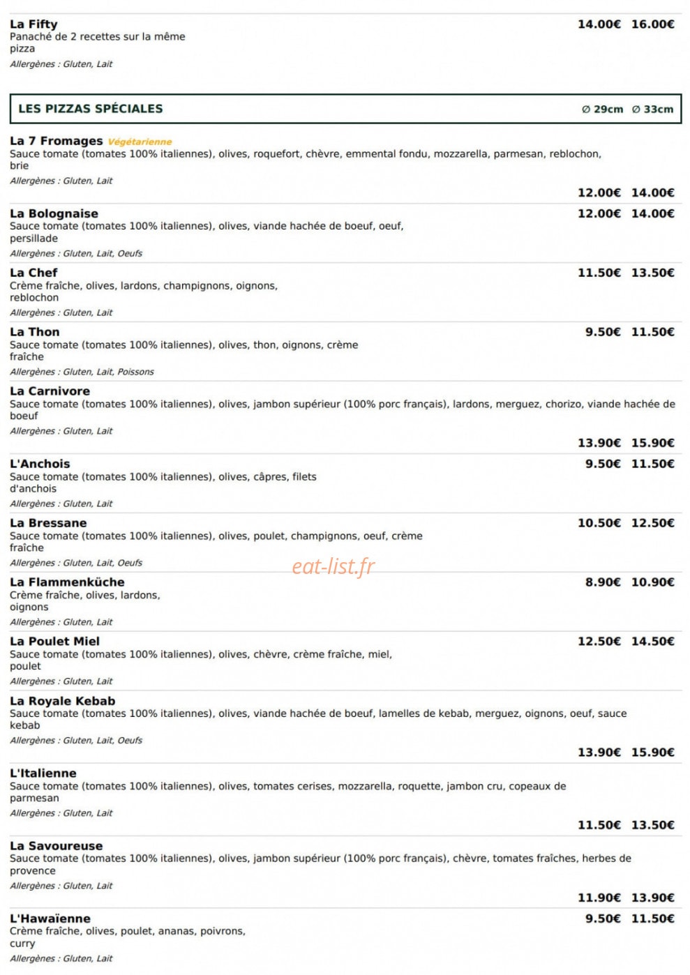 Le Kiosque à Pizzas — carte page 3