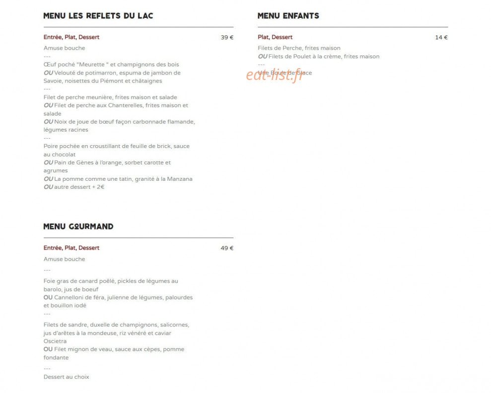 Les Reflets du Lac — carte page 3