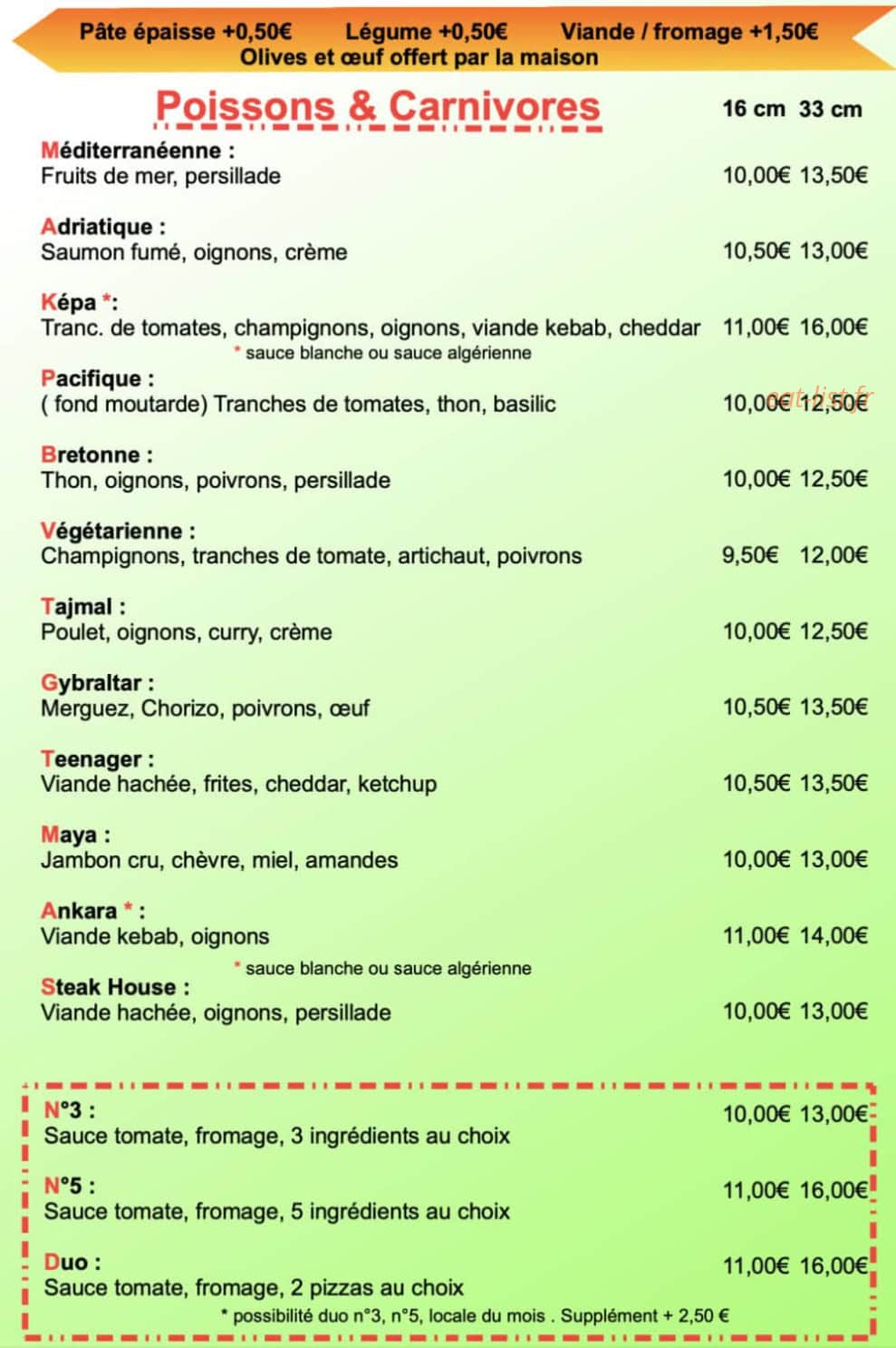 Le local à Pizza — carte page 4