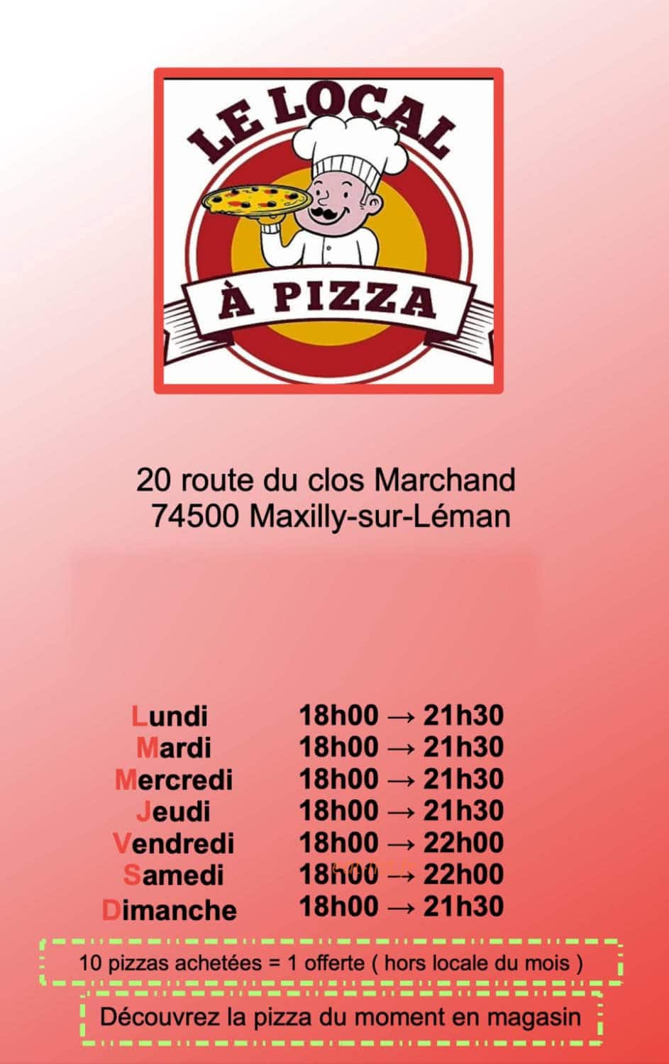 Le local à Pizza — carte page 1