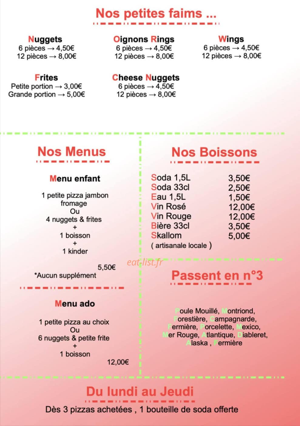 Le local à Pizza — carte page 2