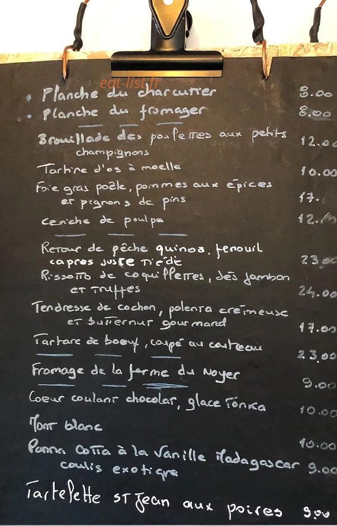 Restaurant Chez Mathilde — carte page 1