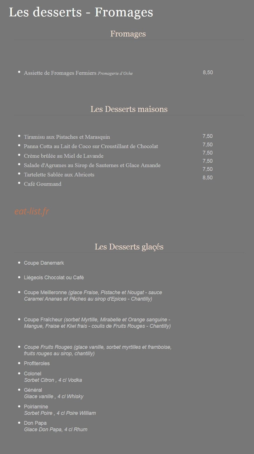 Restaurant du Port — carte page 2