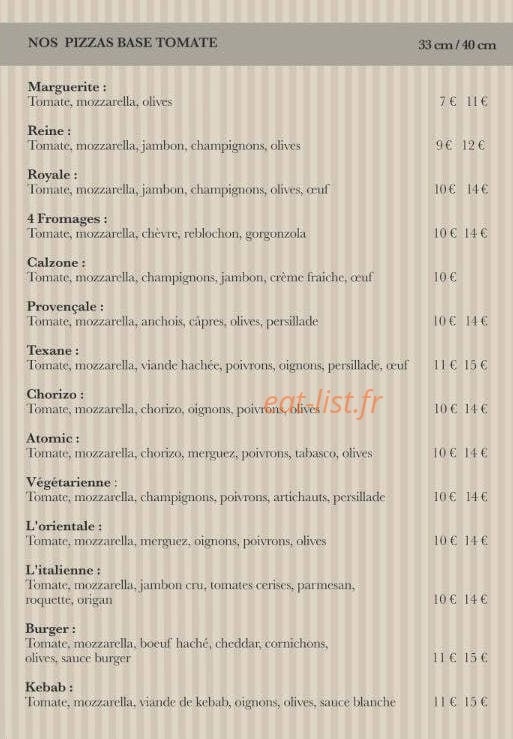 Mia Pizza — carte page 2