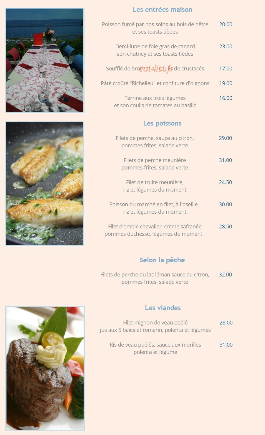 Auberge du Bacouni — carte page 1