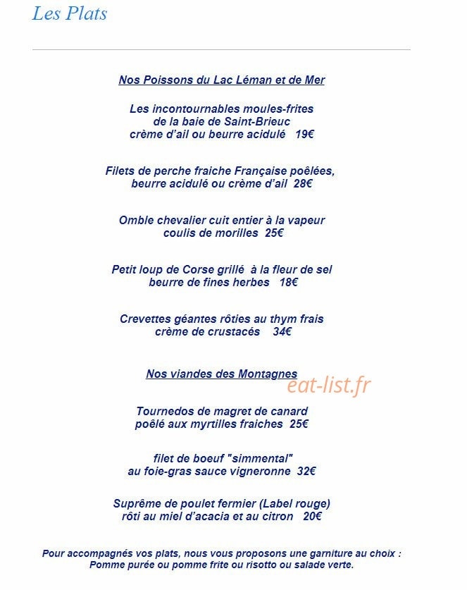 La Table du Grand Lac — carte page 2