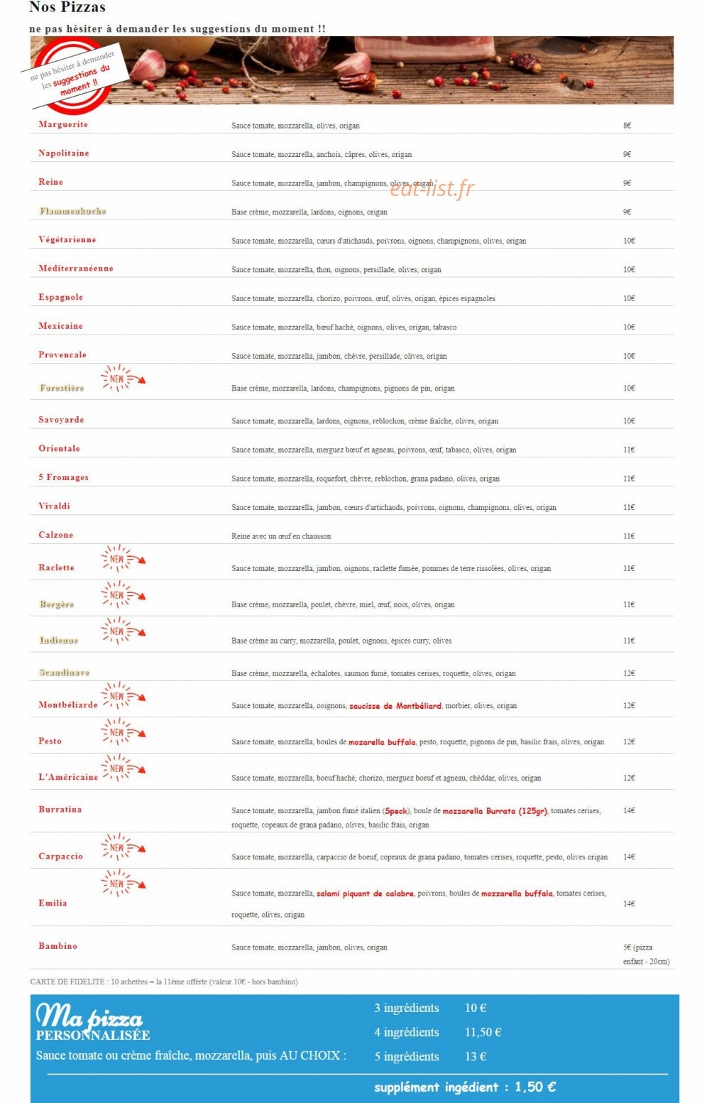 Les Pizzas d'Amphion — carte page 1