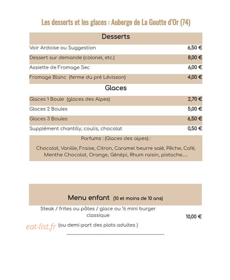 Auberge la Goutte d'Or — carte page 2