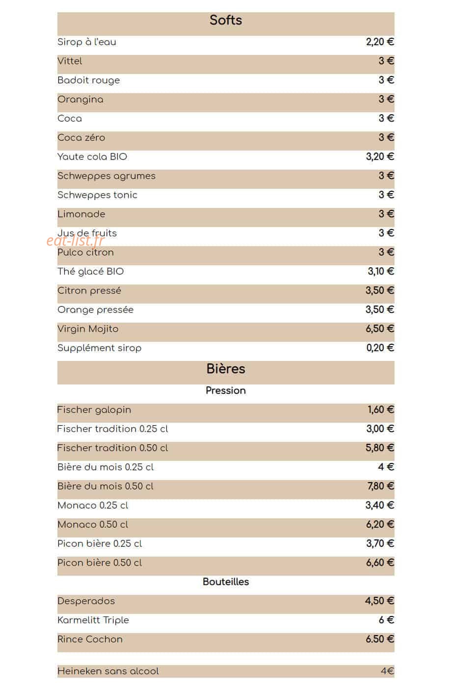 Auberge la Goutte d'Or — carte page 5