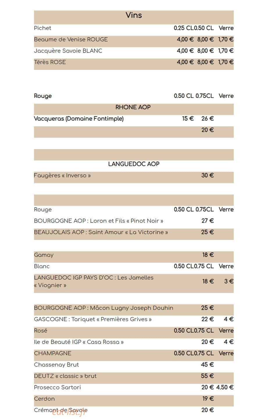 Auberge la Goutte d'Or — carte page 3