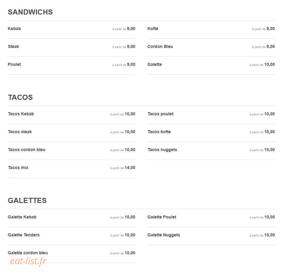 Star kebab — carte page 1