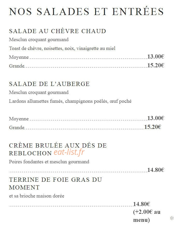 L'auberge du clocher — carte page 2