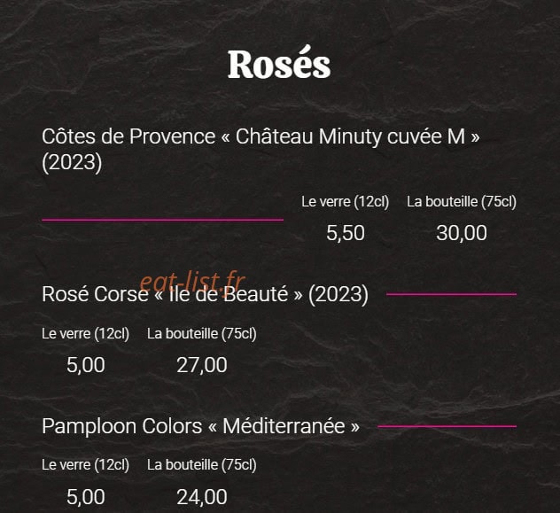 JM'S Bar — carte page 9