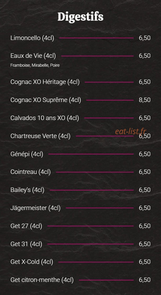 JM'S Bar — carte page 14