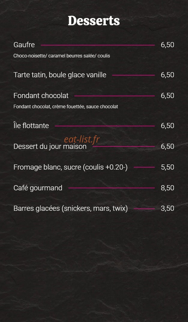 JM'S Bar — carte page 6
