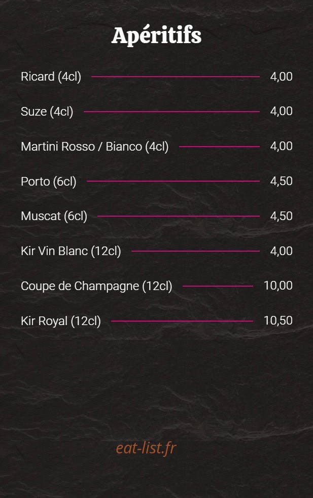 JM'S Bar — carte page 12
