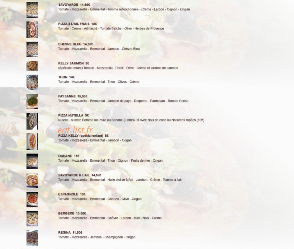 Pizza Kelly — carte page 2