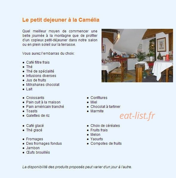 Hotel Auberge Camélia — carte page 1