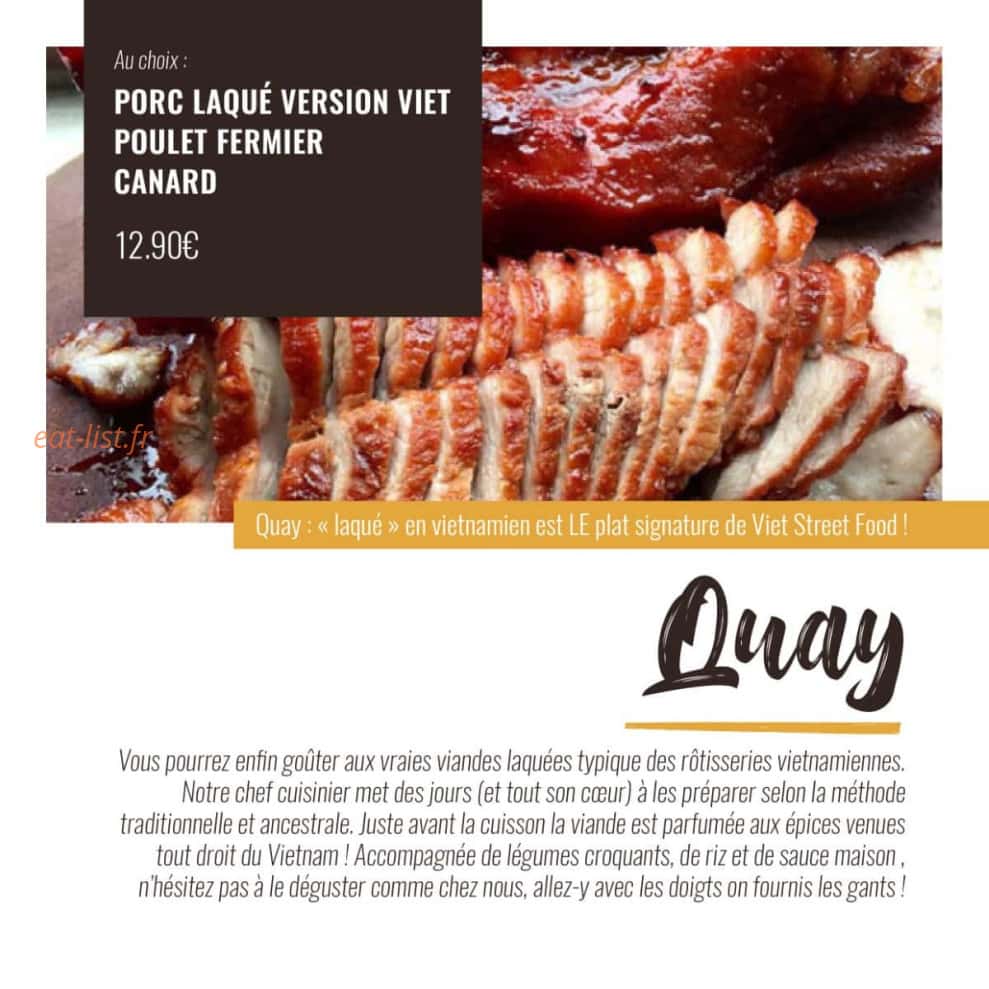 Carte et menu de Viet Street Food à Balmont — Le quay