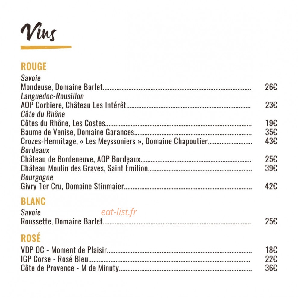 Carte et menu de Viet Street Food à Balmont — Les vins