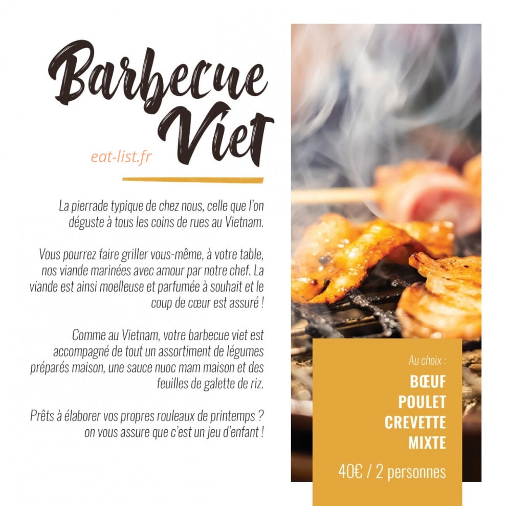 Carte et menu de Viet Street Food à Balmont — La barbecue viet