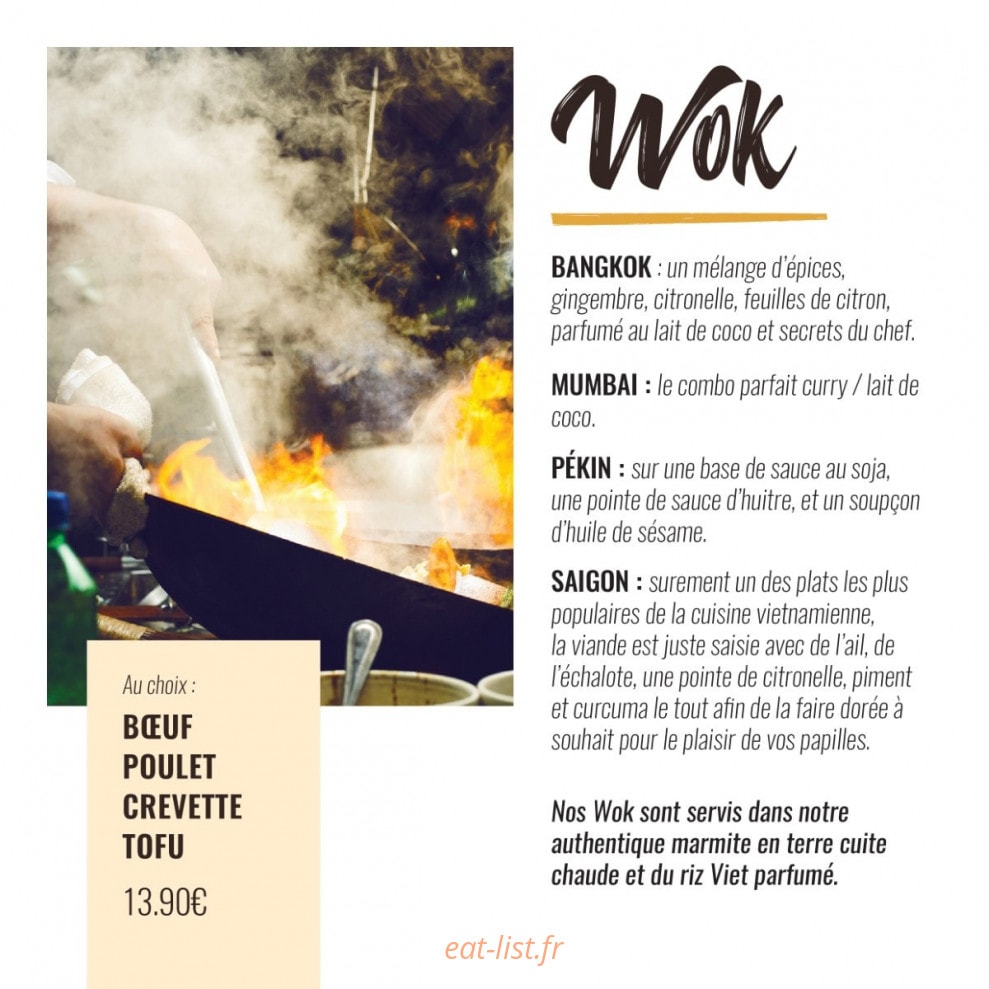 Carte et menu de Viet Street Food à Balmont — Le wok